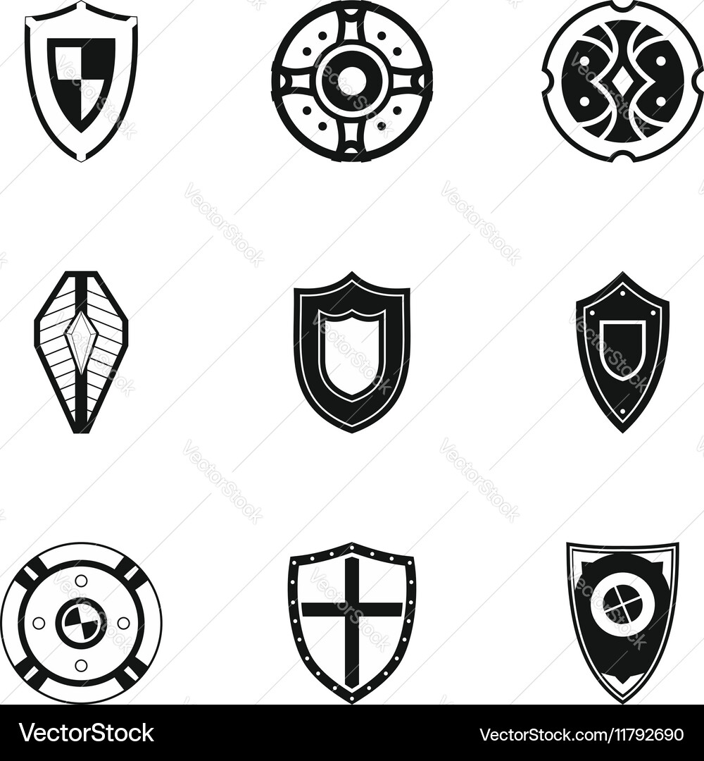 Shield icons set simple style vector image