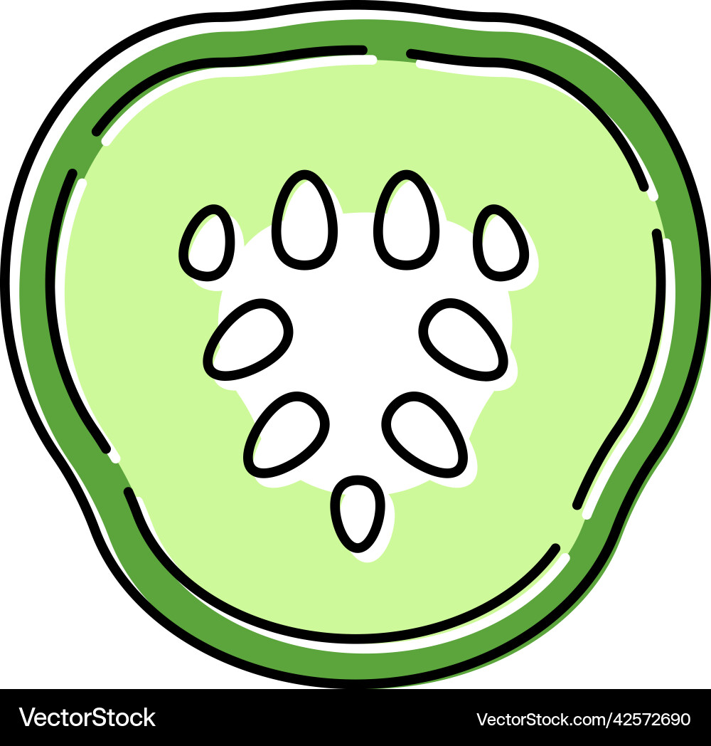 Slice cucumber color icon Vector Image