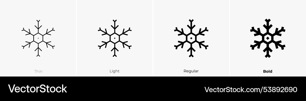 Snowflake icon thin light regular and bold style Snowflake icon thin light regular and bold style vector image