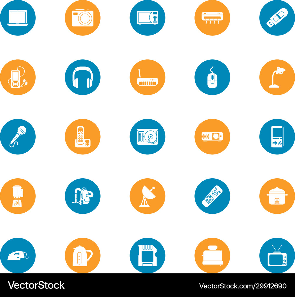 Technology block style icon set design Vector Image