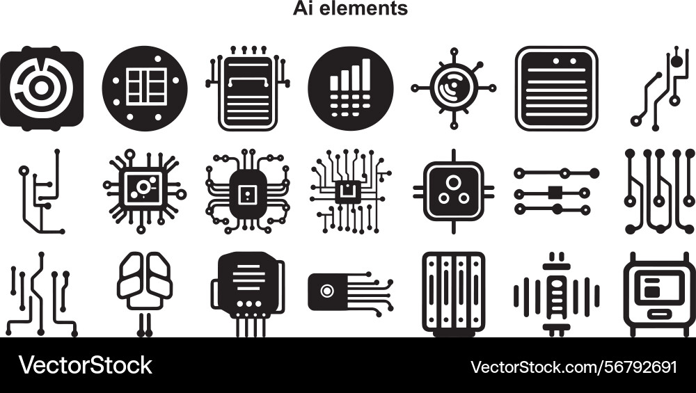 Ai elements icon set for artificial intelligence Ai elements icon set for artificial intelligence Vector Image