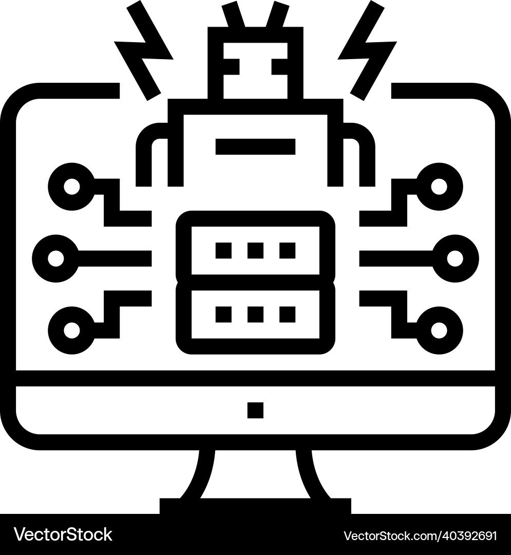 Ai powered attacks line icon Ai powered attacks line icon vector image