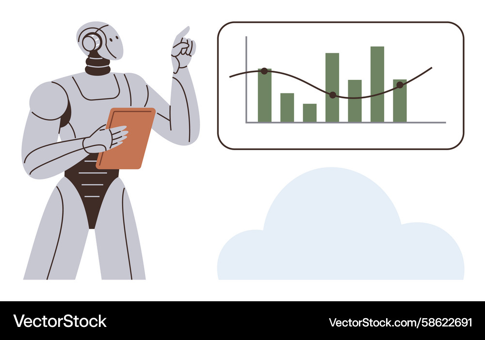 AI Robot Data Analysis Vector Image