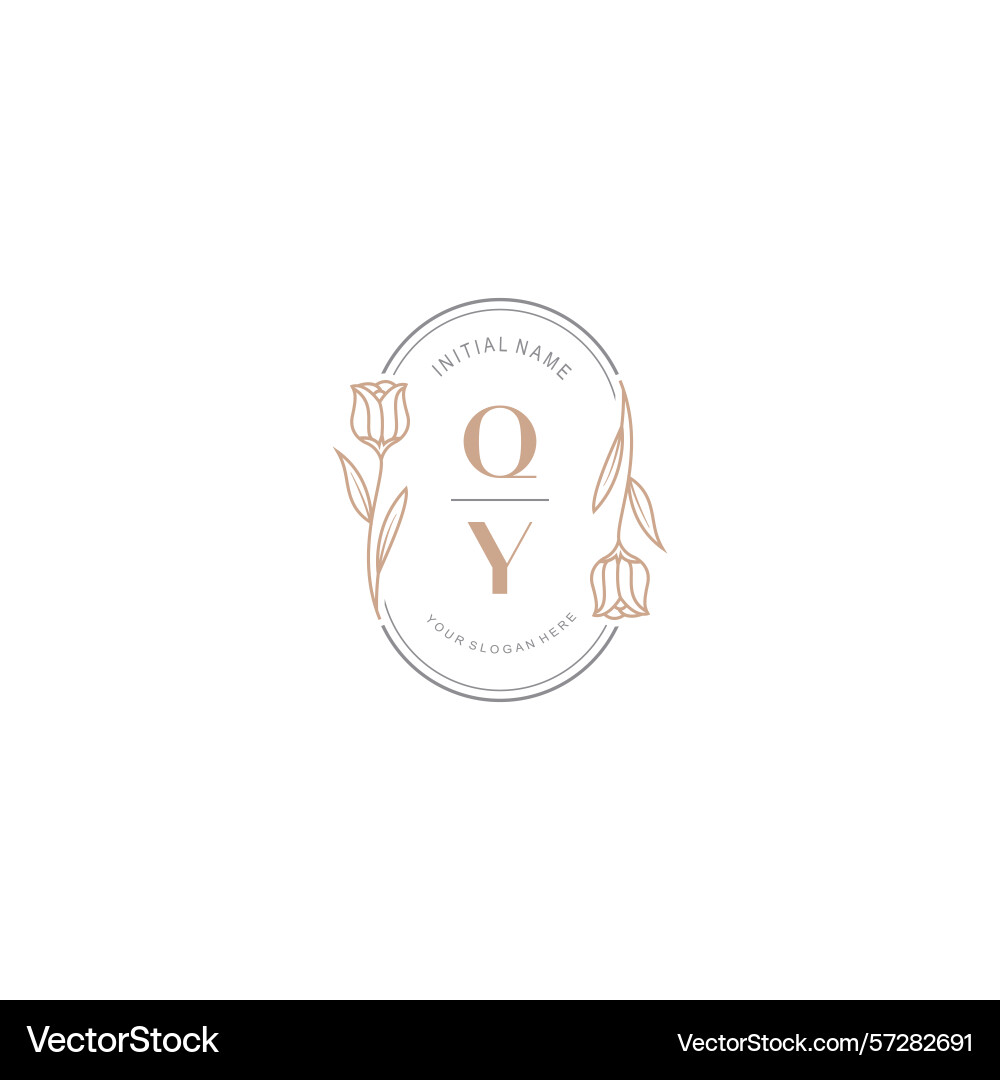 Botanical monogram logos with initial qy Vector Image
