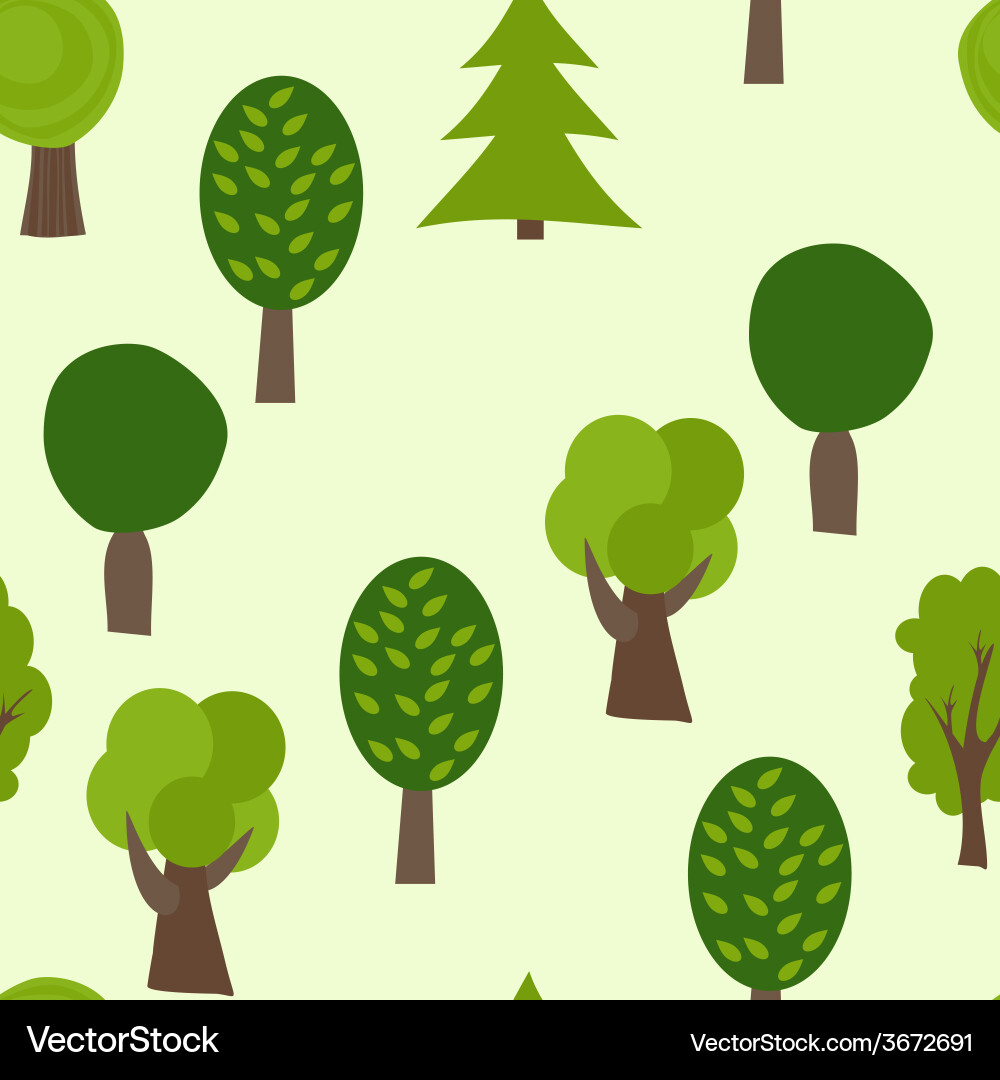 Cartoon tree seamless pattern summer background Vector Image