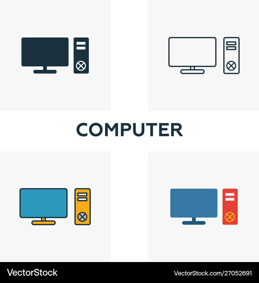 Computer icon set four elements in different Computer icon set four elements in different Vector Image