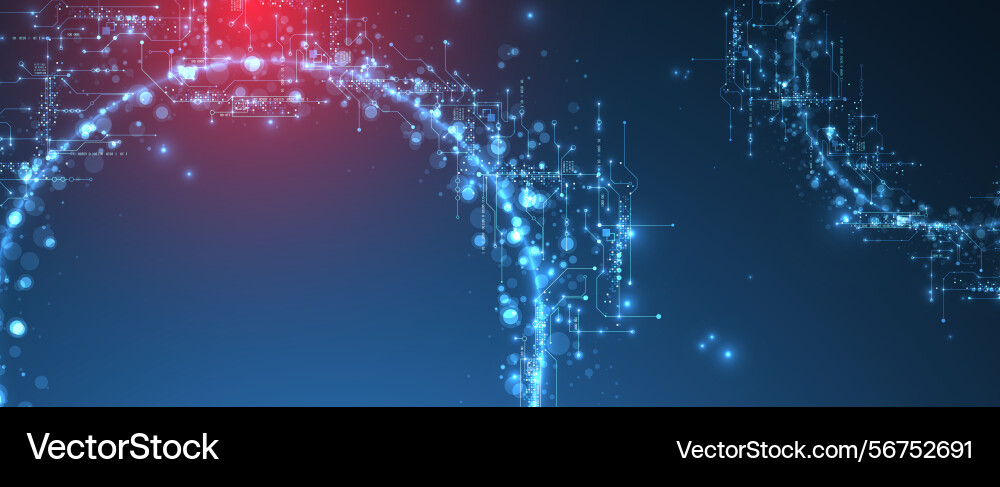 Digital circuit visualization background neon Digital circuit visualization background neon vector image