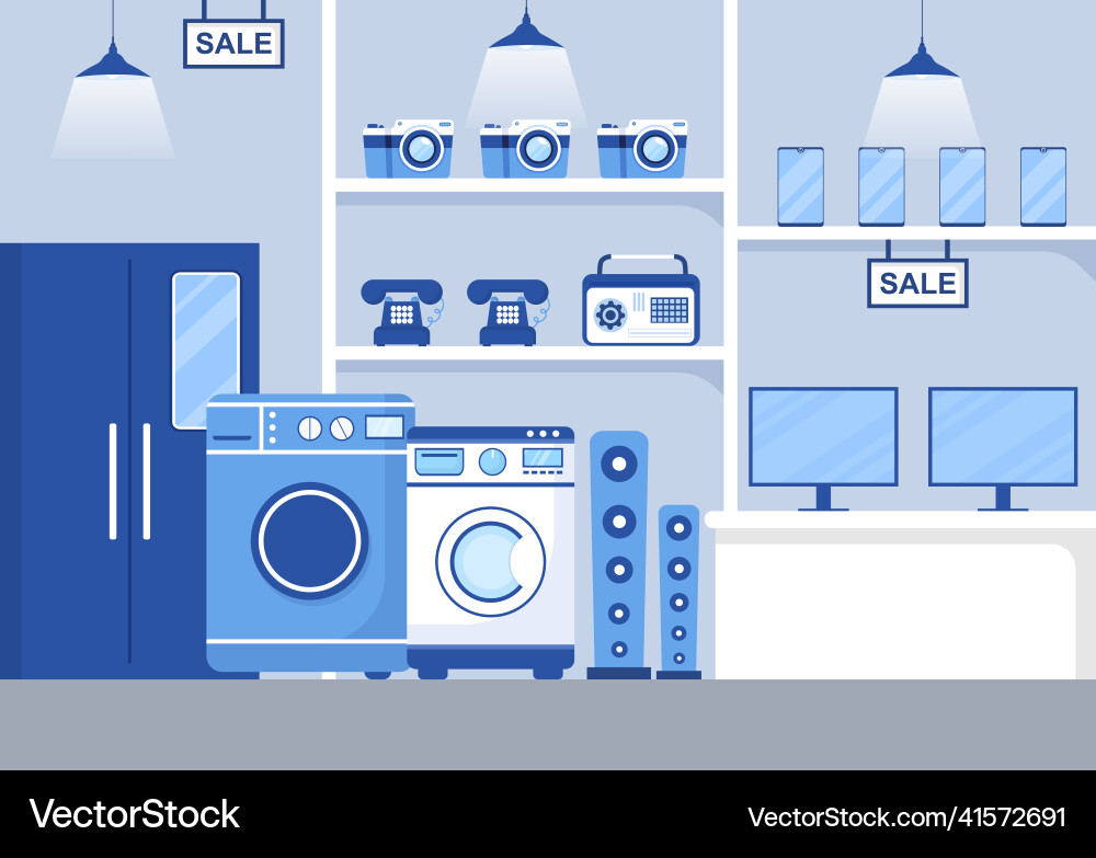 Electronics store that sells computers tv Electronics store that sells computers tv vector image
