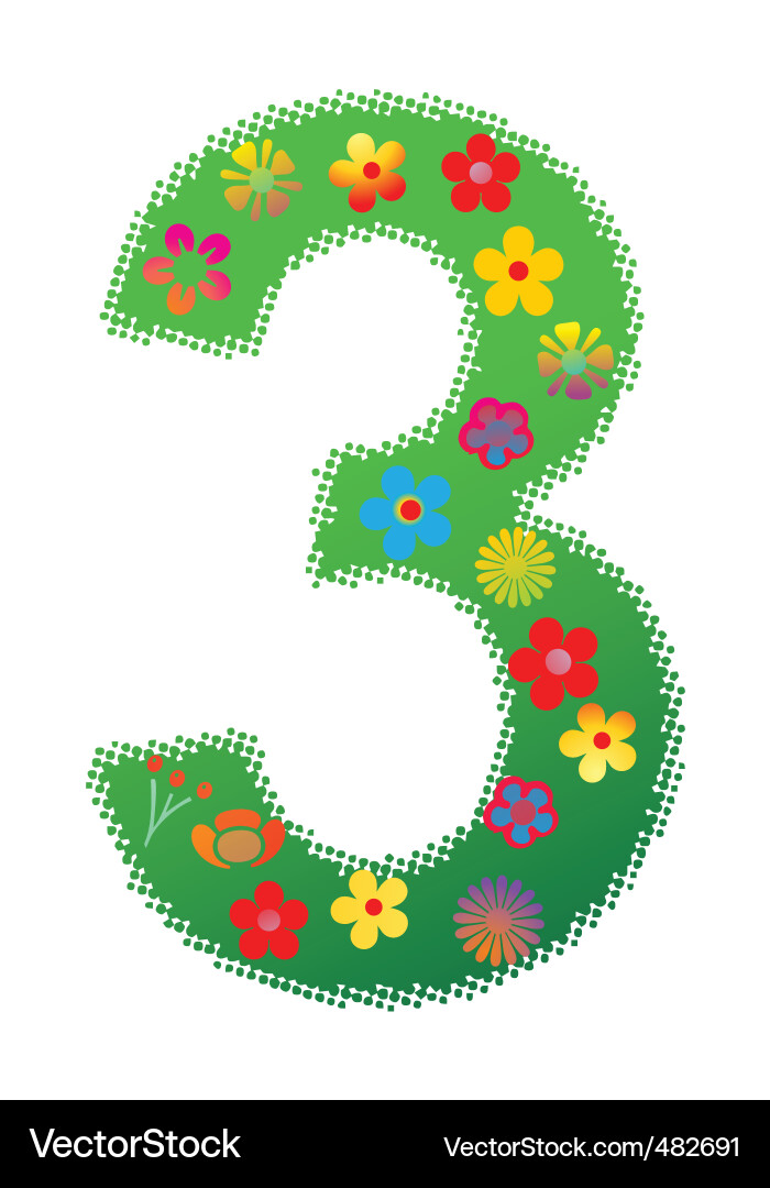 Floral number 3 Vector Image