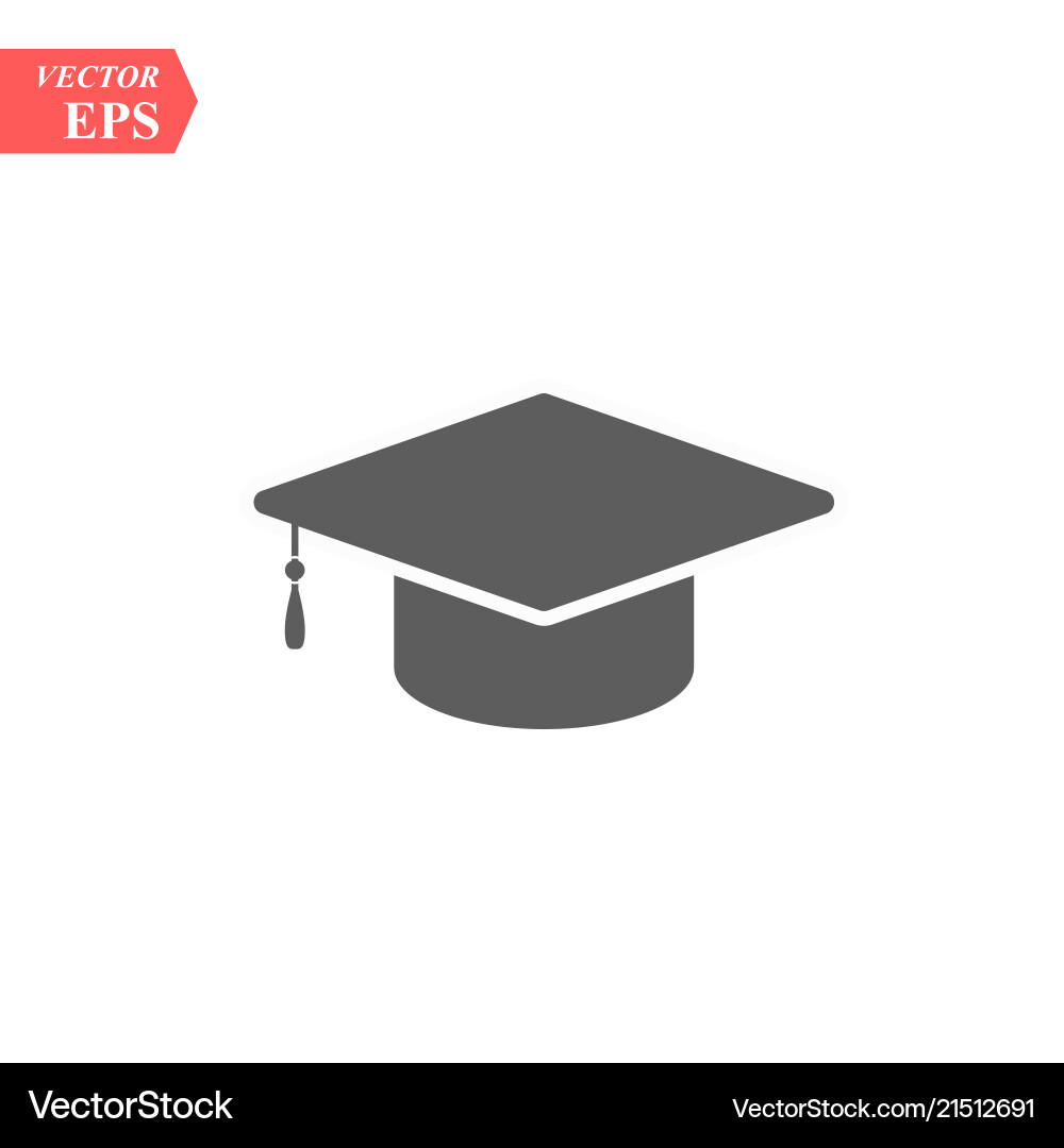 Graduation hat icon isolated on white Graduation hat icon isolated on white Vector Image