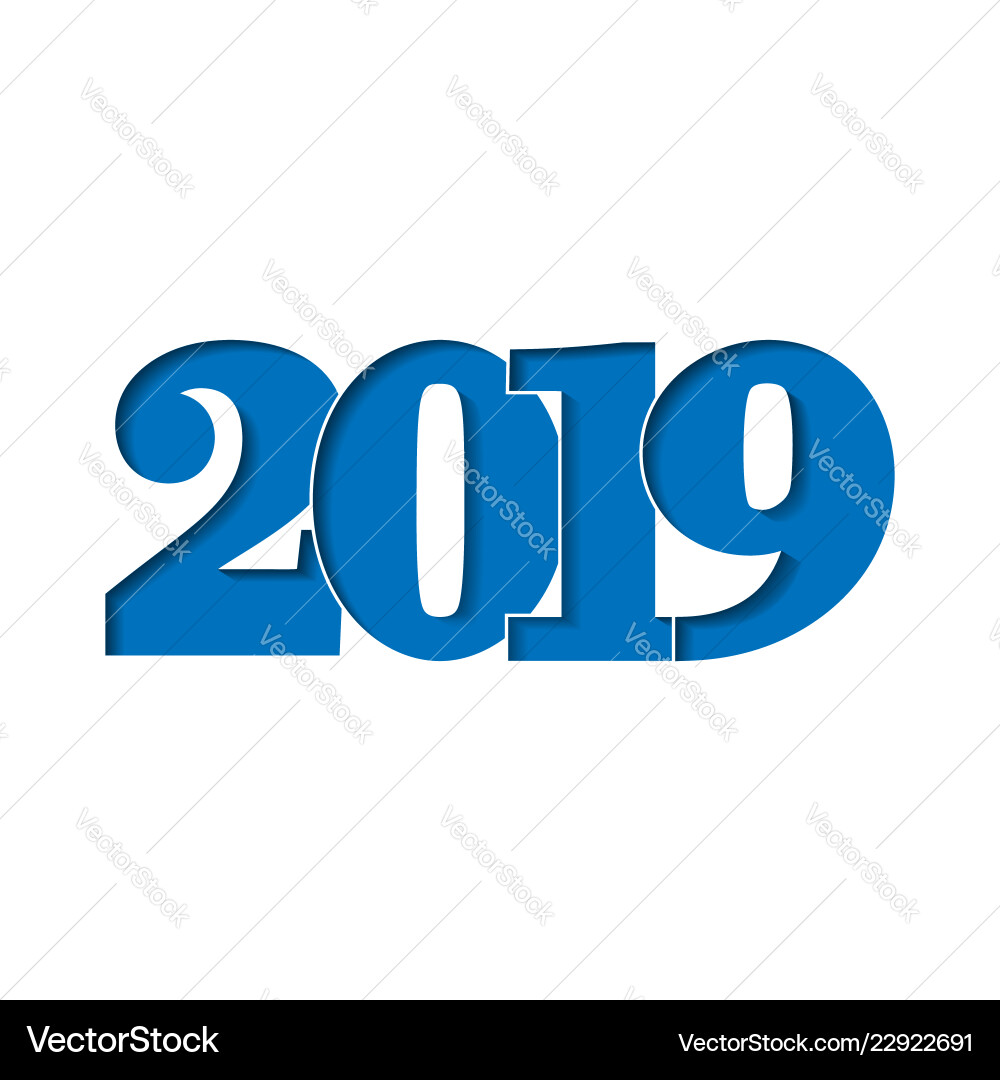 Happy new year card blue 3d number 2019 isolated Happy new year card blue 3d number 2019 isolated vector image