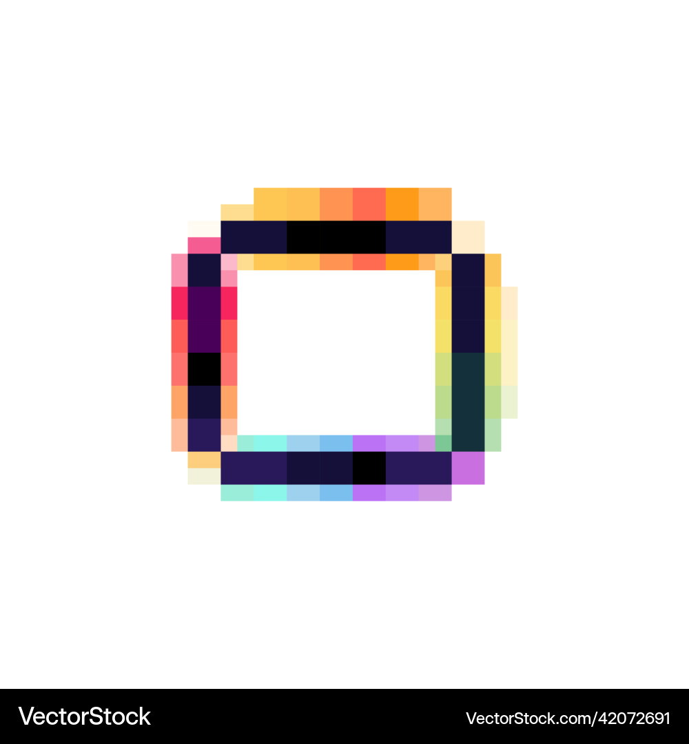 Hologram number zero with glitch distorted pixel Hologram number zero with glitch distorted pixel vector image