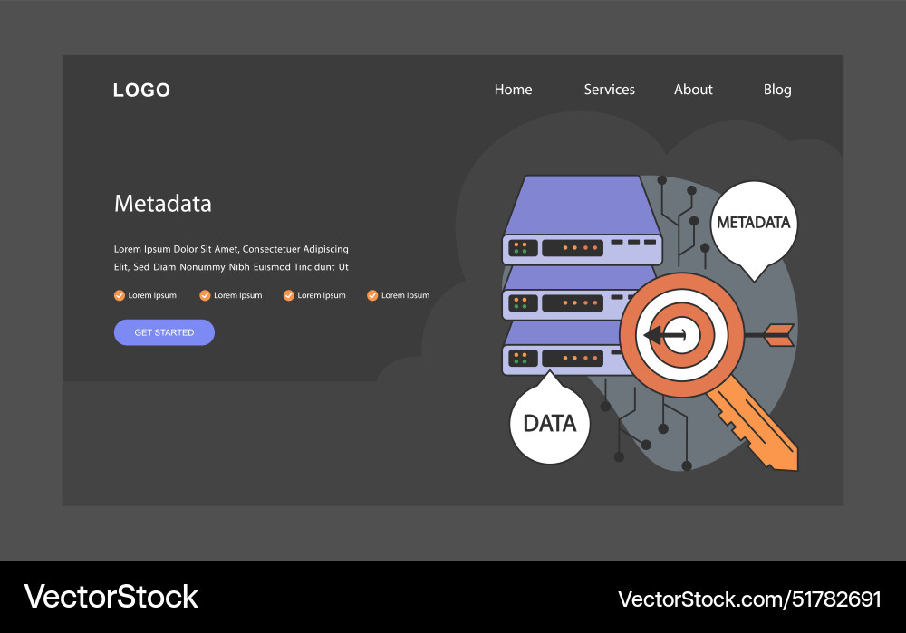 Metadata data annotation and cataloging Metadata data annotation and cataloging vector image