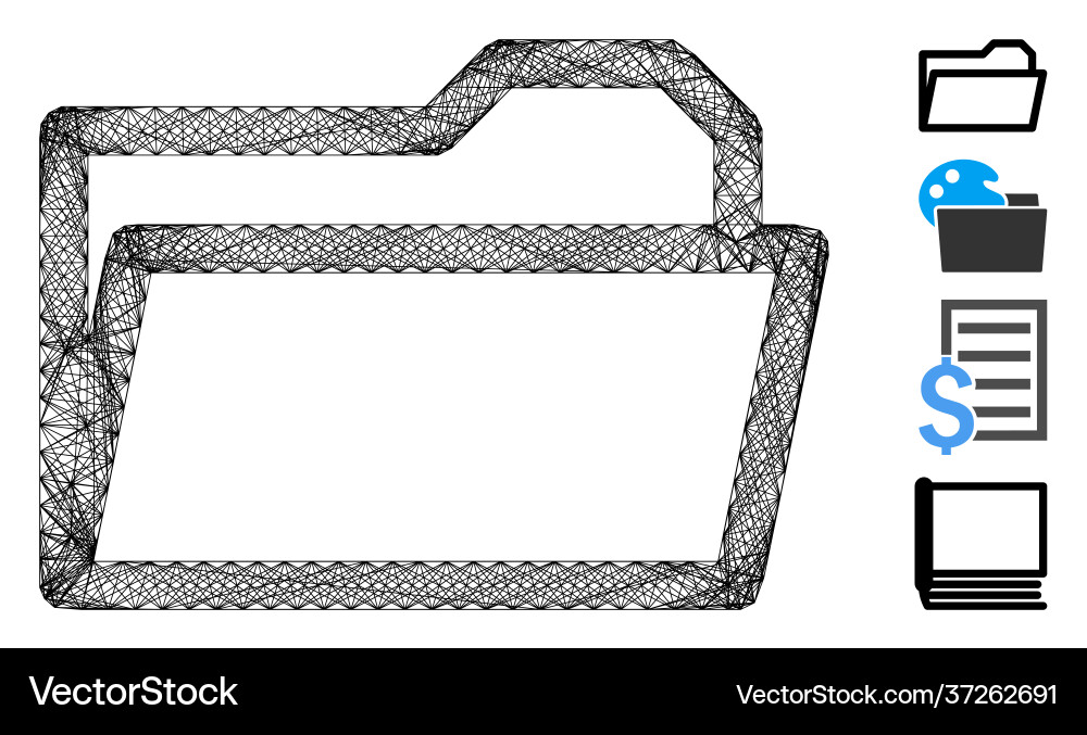 Network open folder mesh Network open folder mesh vector image