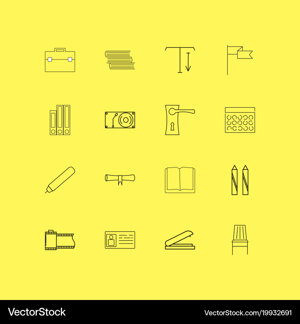 Office linear icon set simple outline icons Vector Image