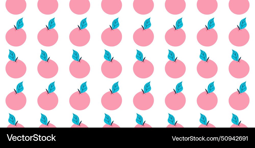 Pink apples in row pattern on white background Pink apples in row pattern on white background vector image