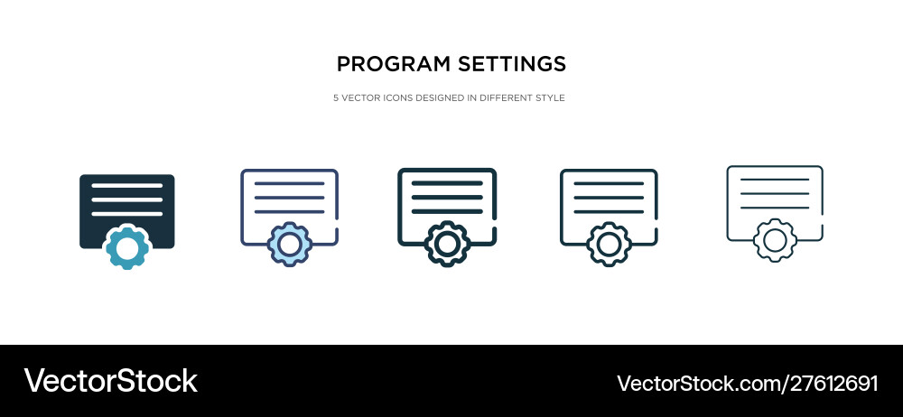 Programmeinstellungen Symbol in verschiedenen Stil zwei Programmeinstellungen Symbol in verschiedenen Stil zwei vektorbild