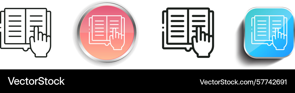 Reading icon thin linear regular and button style Reading icon thin linear regular and button style vector image