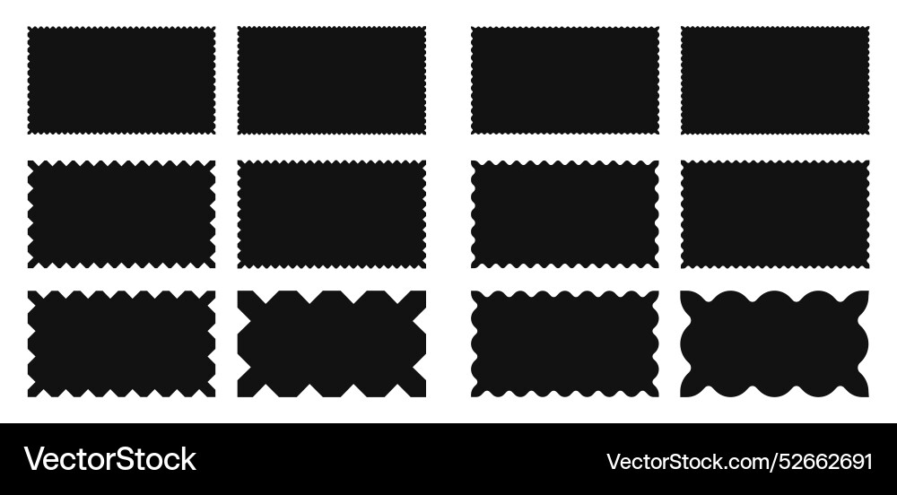 Rectangular frames with wavy corners set of blank Rectangular frames with wavy corners set of blank vector image