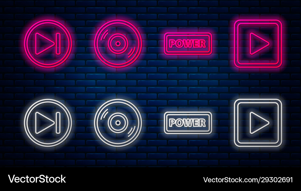 Set line vinyl disk power button fast forward Set line vinyl disk power button fast forward vector image
