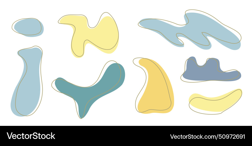 Set of organic irregular blob shapes with stroke Set of organic irregular blob shapes with stroke vector image