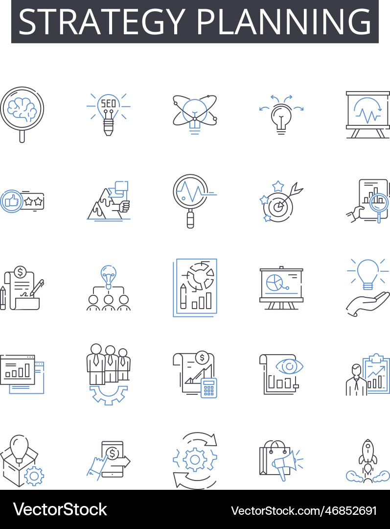 Strategy planning line icons collection Strategy planning line icons collection vector image