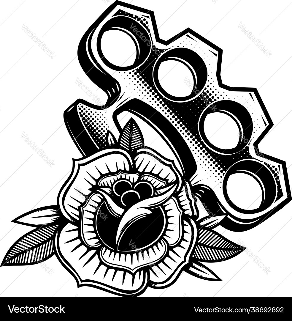 Brass knuckle with roses design element for logo Brass knuckle with roses design element for logo vector image