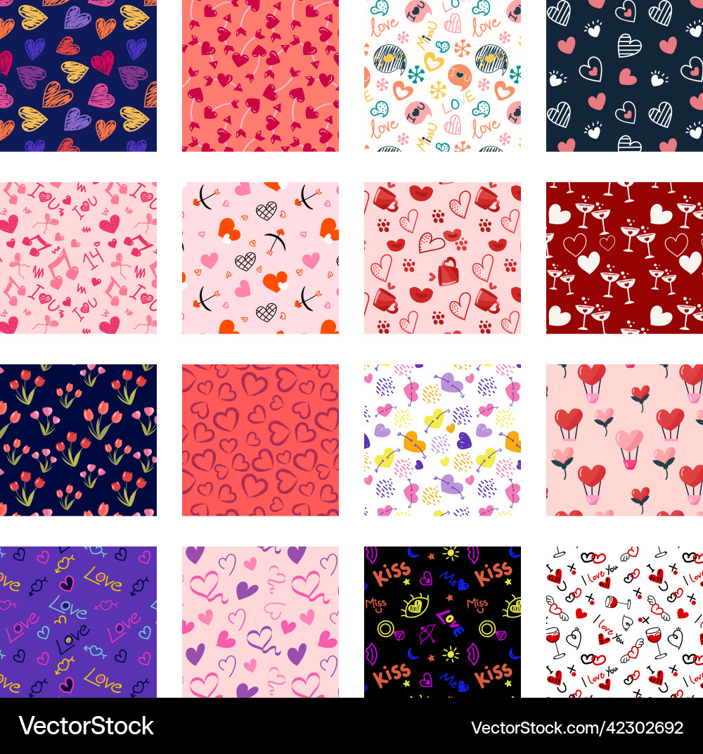 Bundle of heart patterns Vector Image