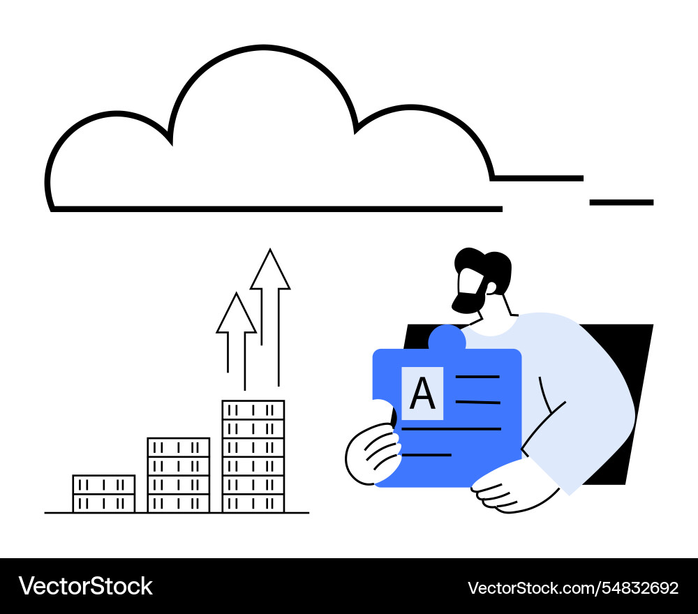 Cloud computing with growth graph and user data vector image