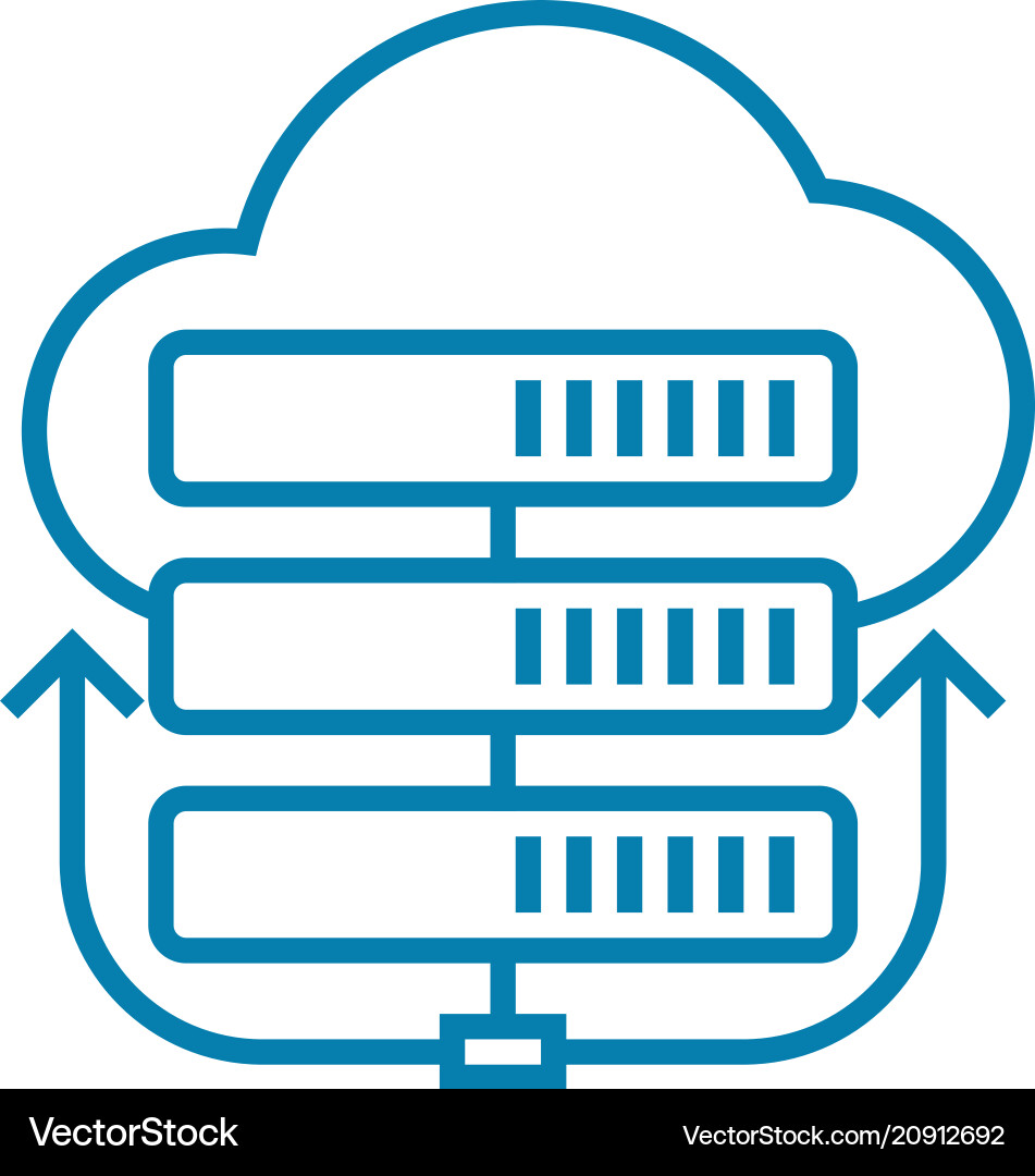 Cloud server linear icon concept Cloud server linear icon concept vector image