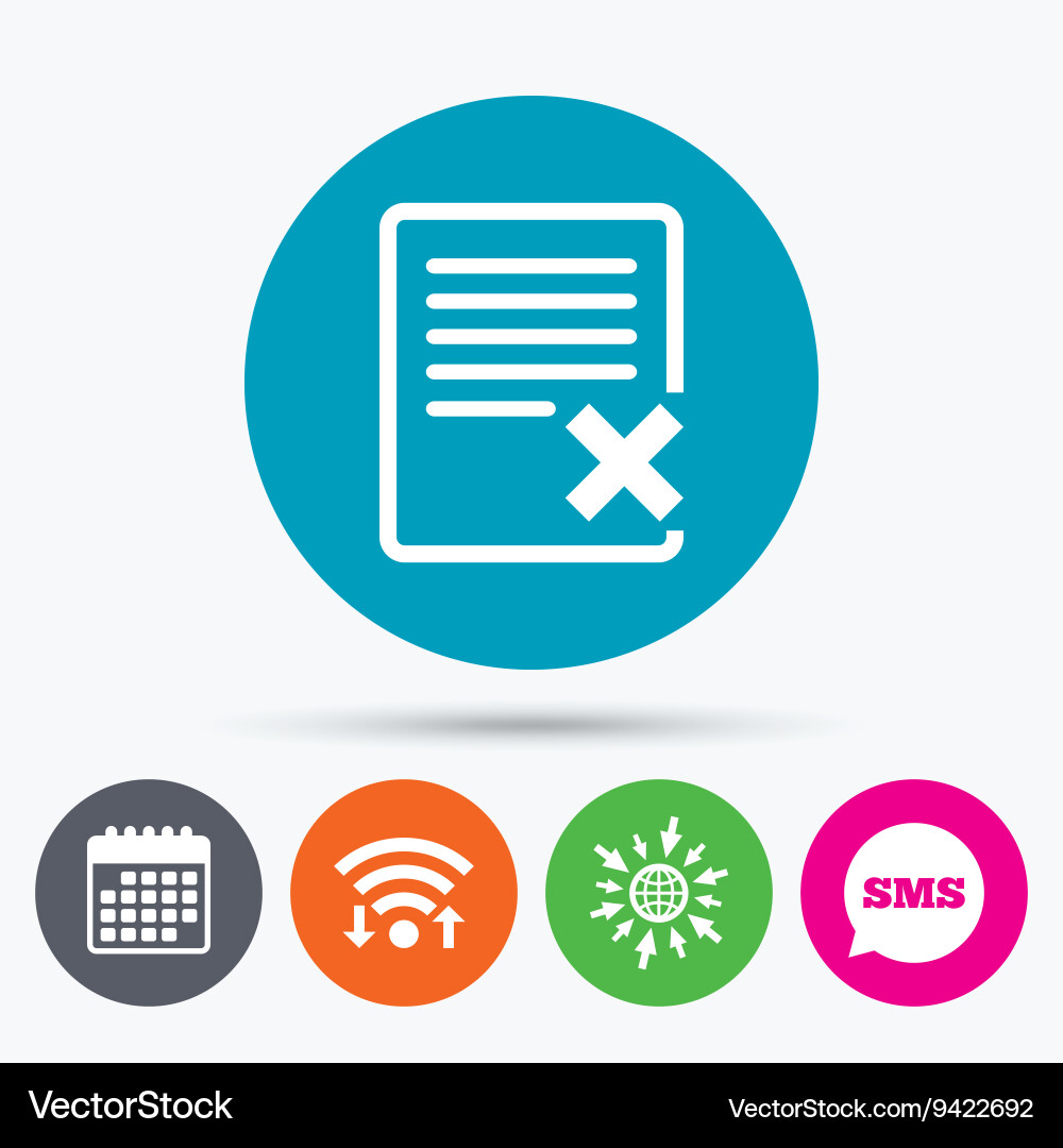 Delete file sign icon remove document symbol Vector Image