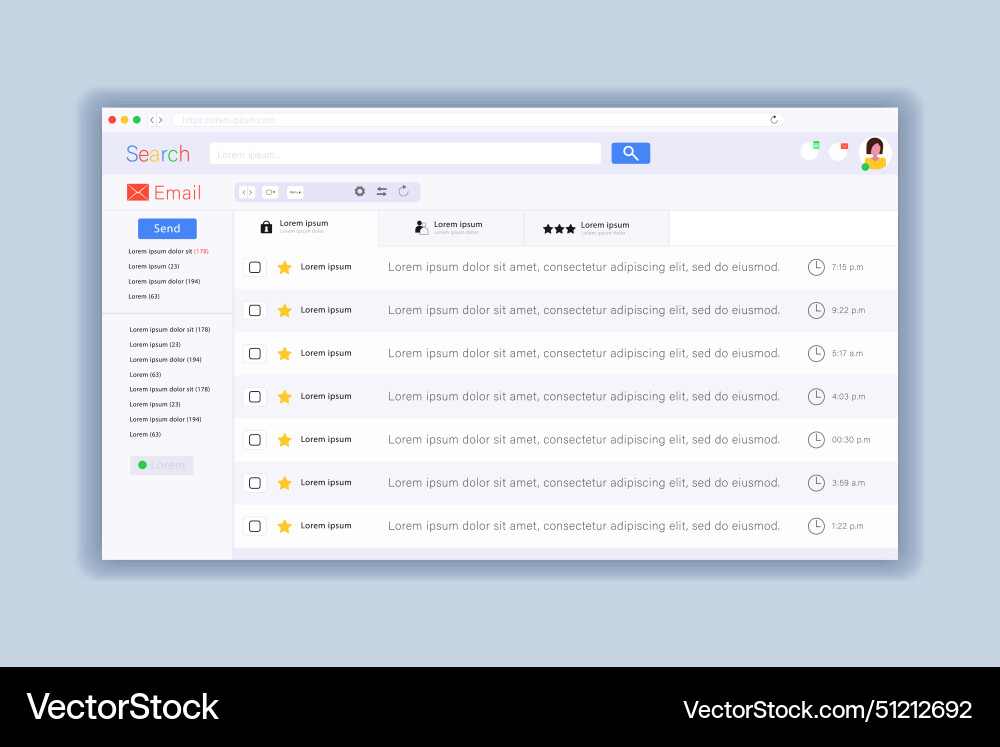 Email application web page design template modern Vector Image