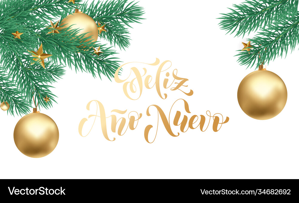 Feliz ano nuevo spanish happy new year golden Feliz ano nuevo spanish happy new year golden vector image