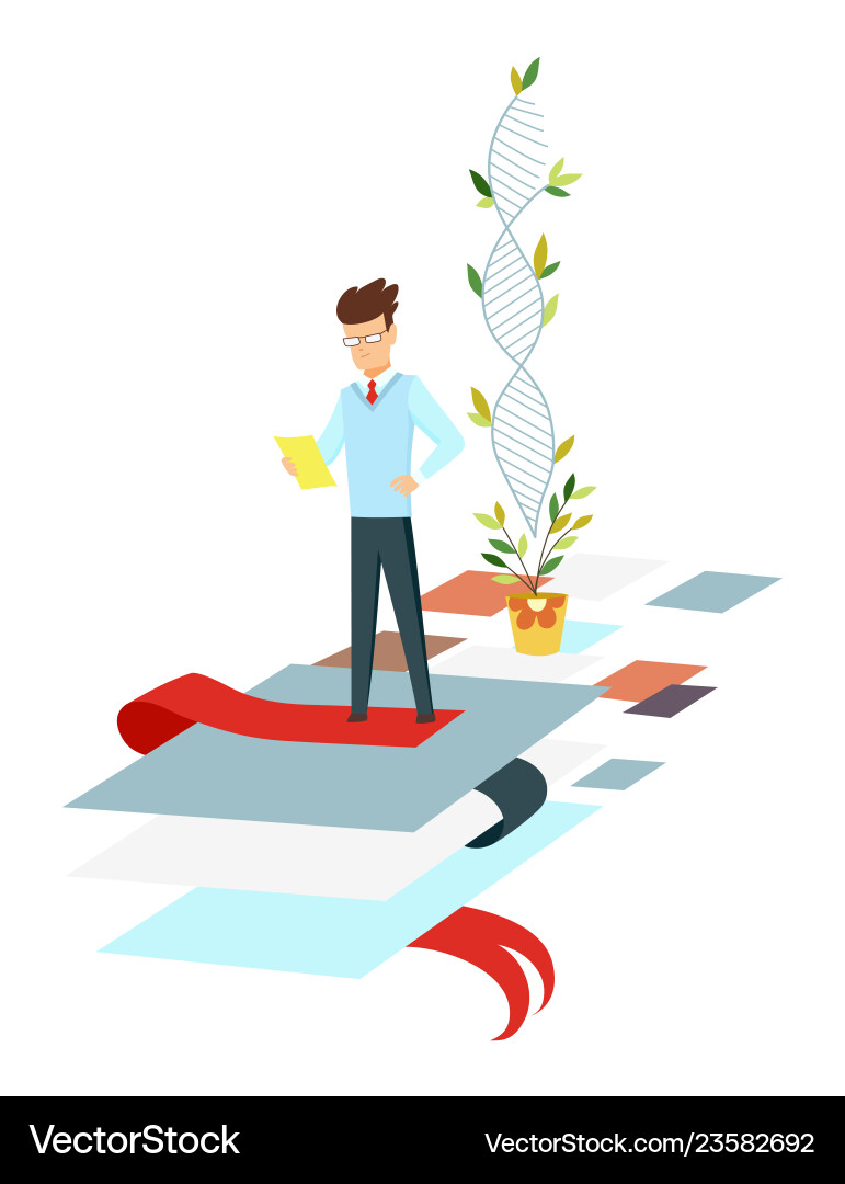 Genetic engineering a man in lab coat modifying Genetic engineering a man in lab coat modifying vector image