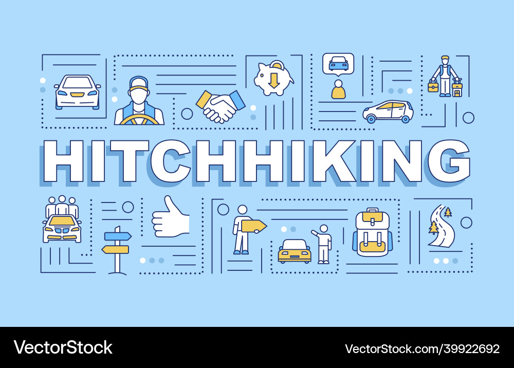 Hitchhiking word concepts banner cheap tourism Hitchhiking word concepts banner cheap tourism vector image