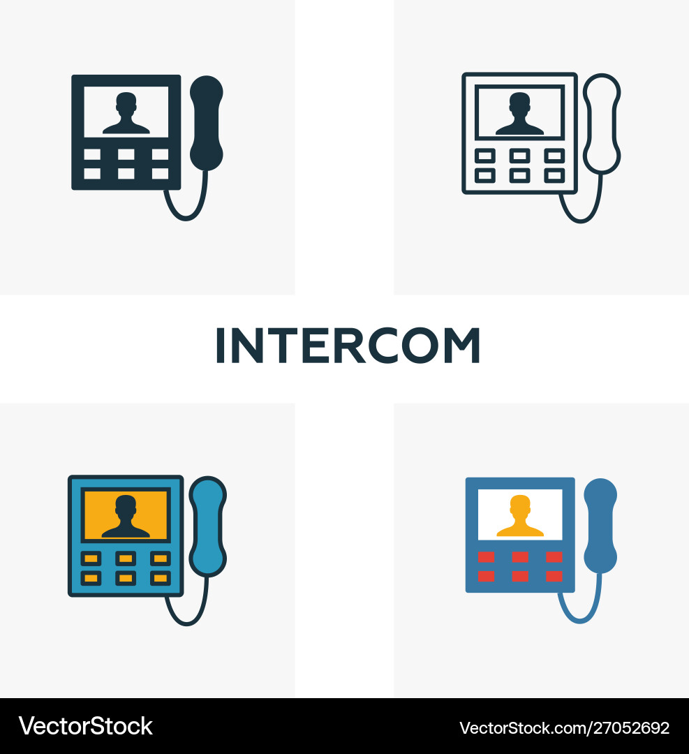 Intercom icon set four elements in different Intercom icon set four elements in different vector image