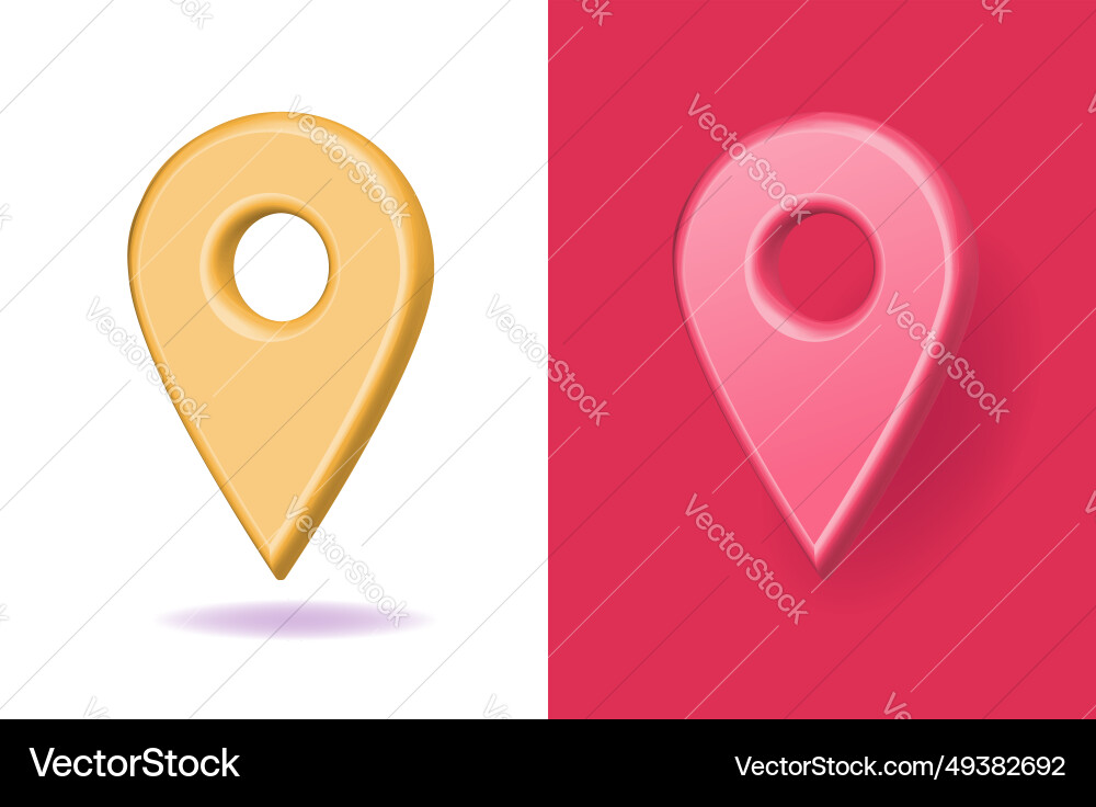 Location pin pointer 3d icon set graphic red Location pin pointer 3d icon set graphic red vector image