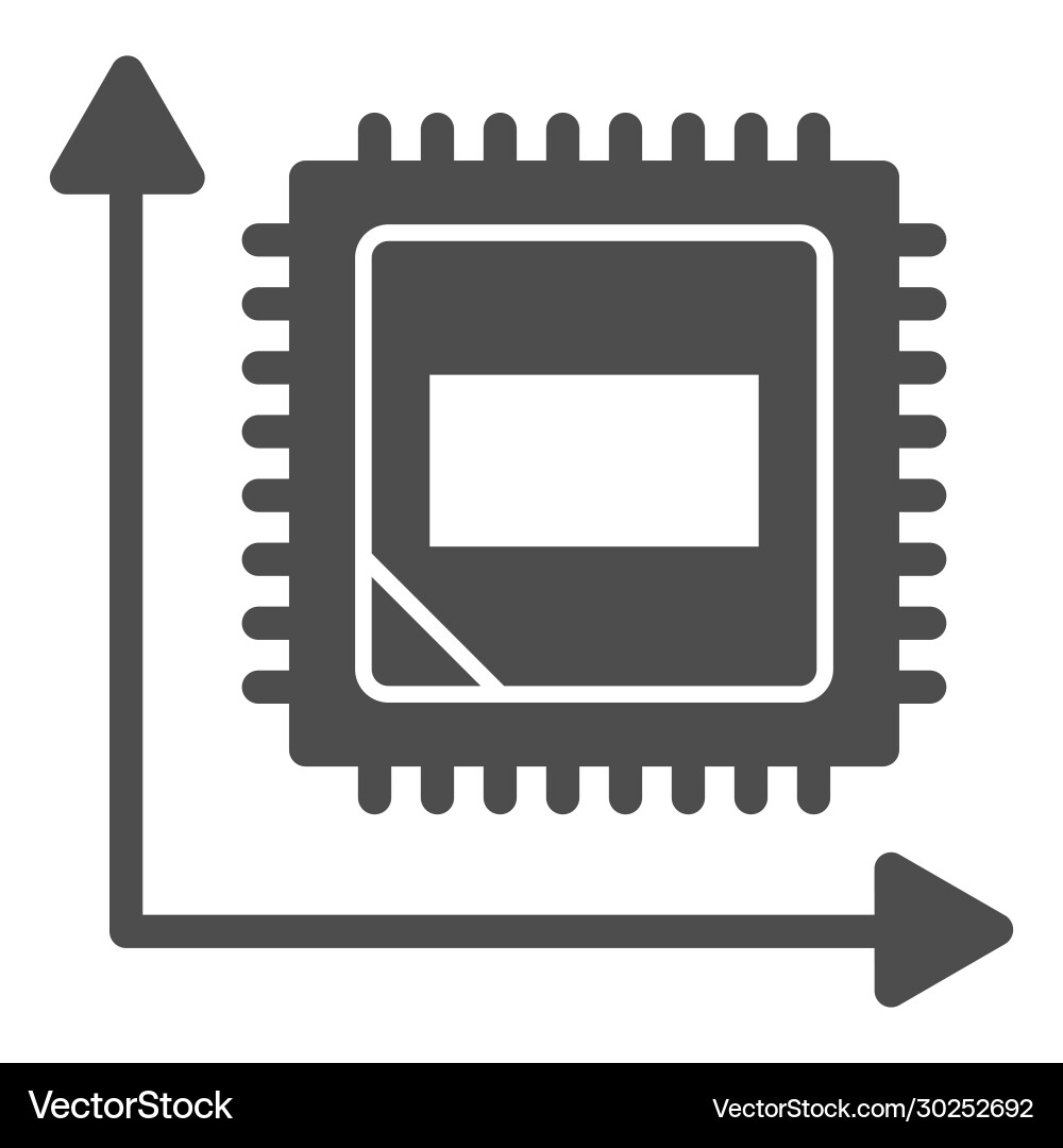 Microchip in graph solid icon computer chip Microchip in graph solid icon computer chip Vector Image