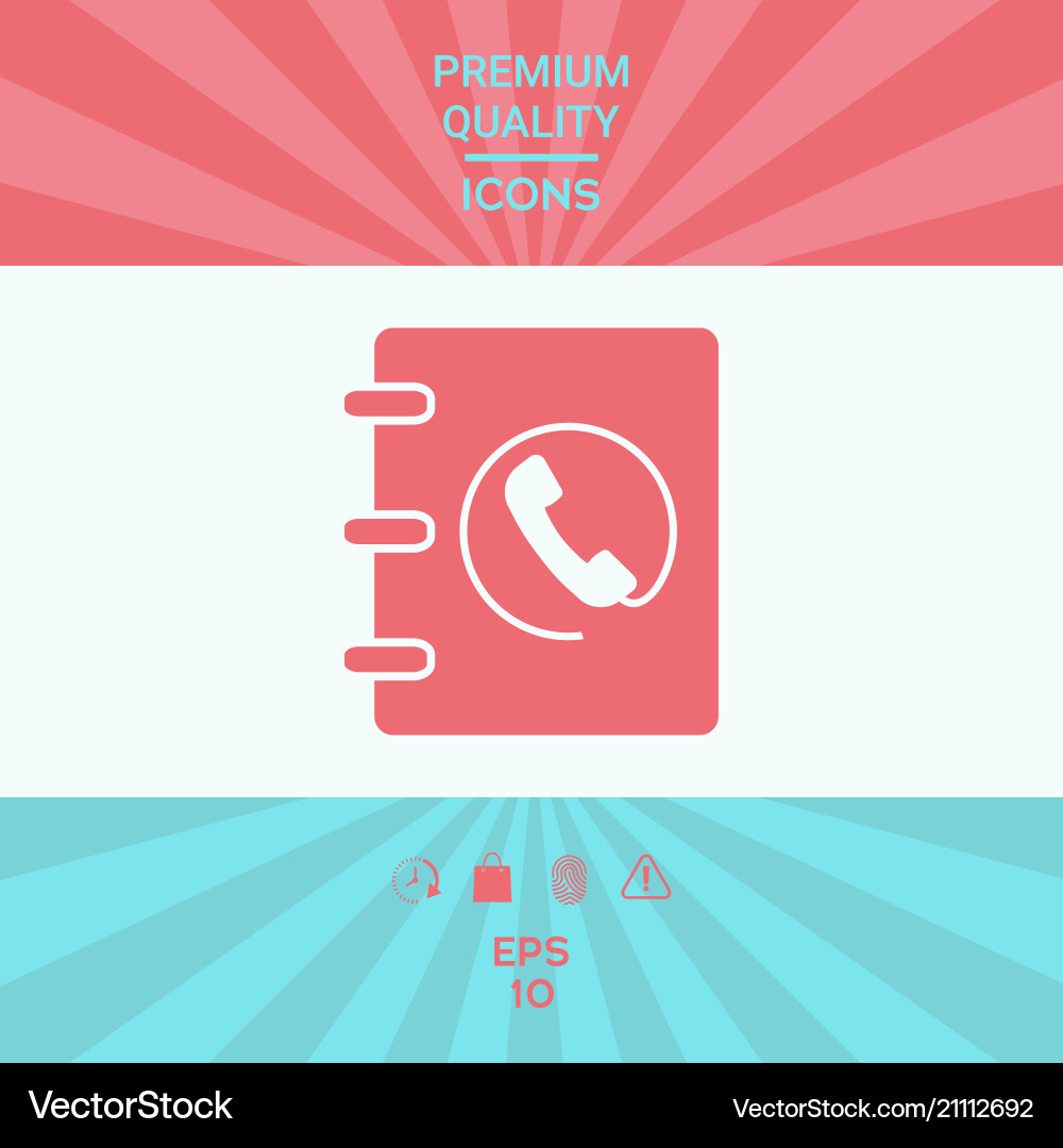 Notebook address phone book icon with handset Notebook address phone book icon with handset vector image