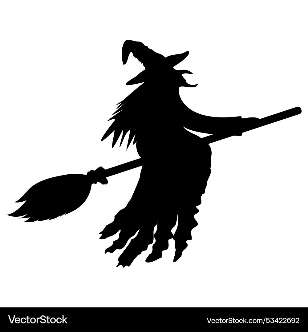 Scary old witch on a broomstick halloween symbol Vector Image