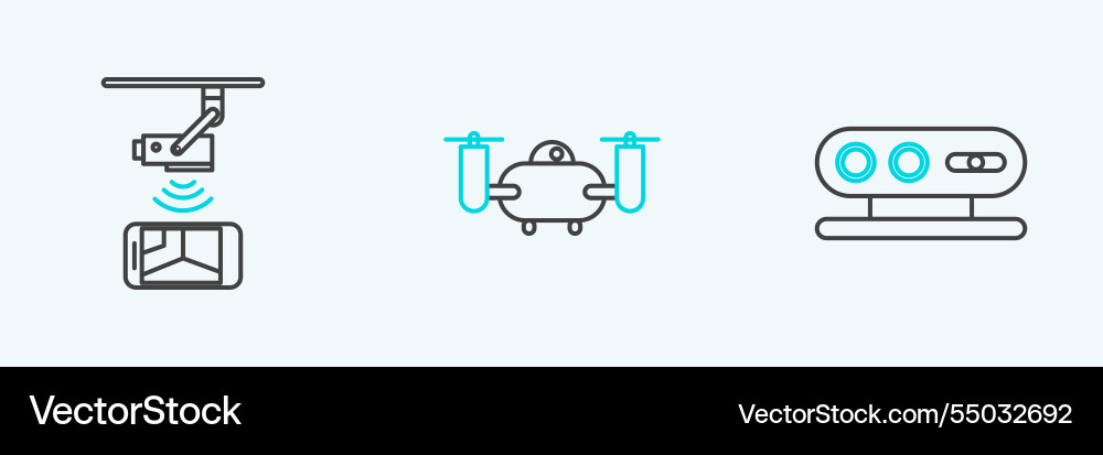 Set line 3d scanning system wireless controlling vector image