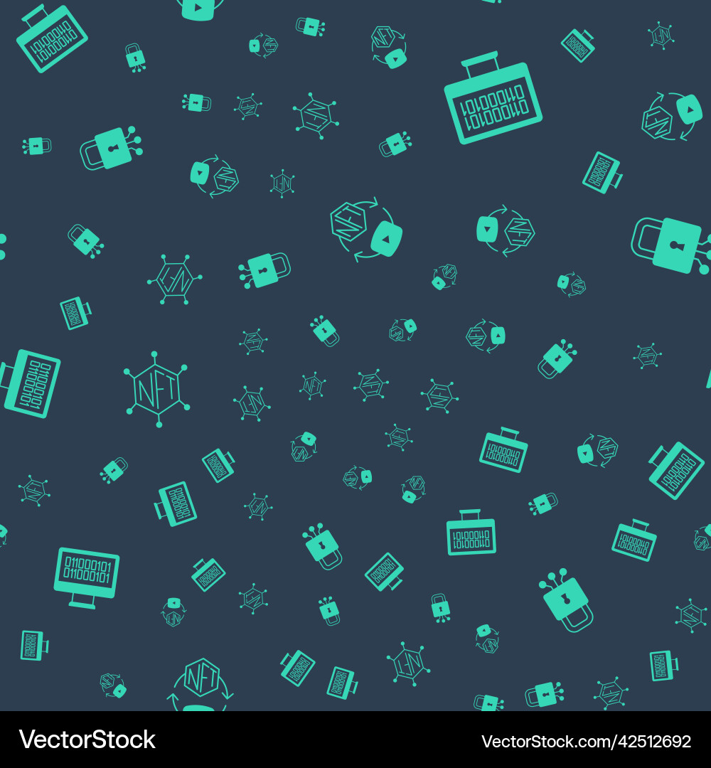 Set nft digital crypto art binary code vector image
