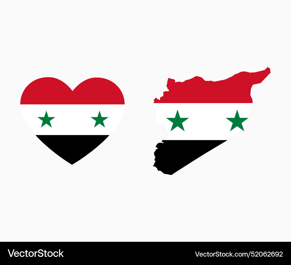 Syria flag button and map Vector Image