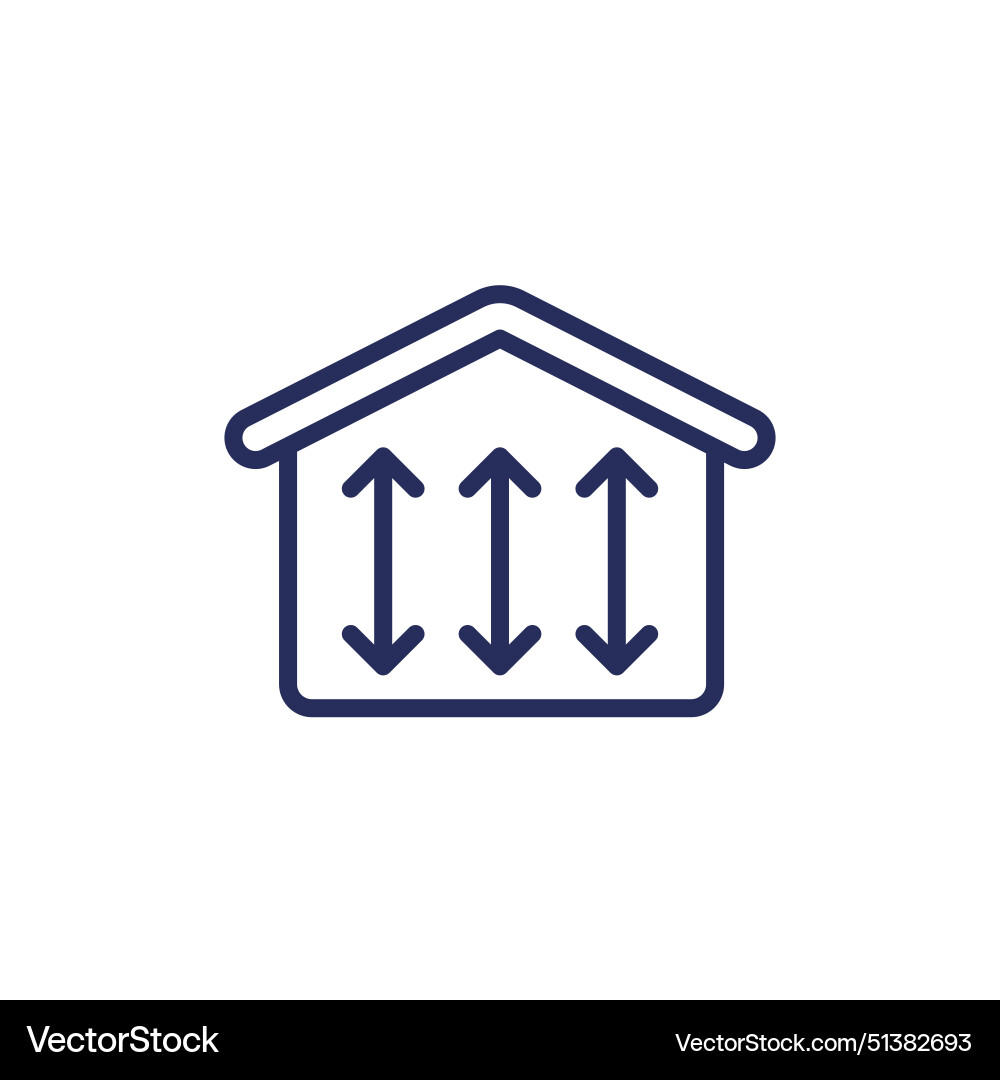 Ceiling height line icon with a house vector image