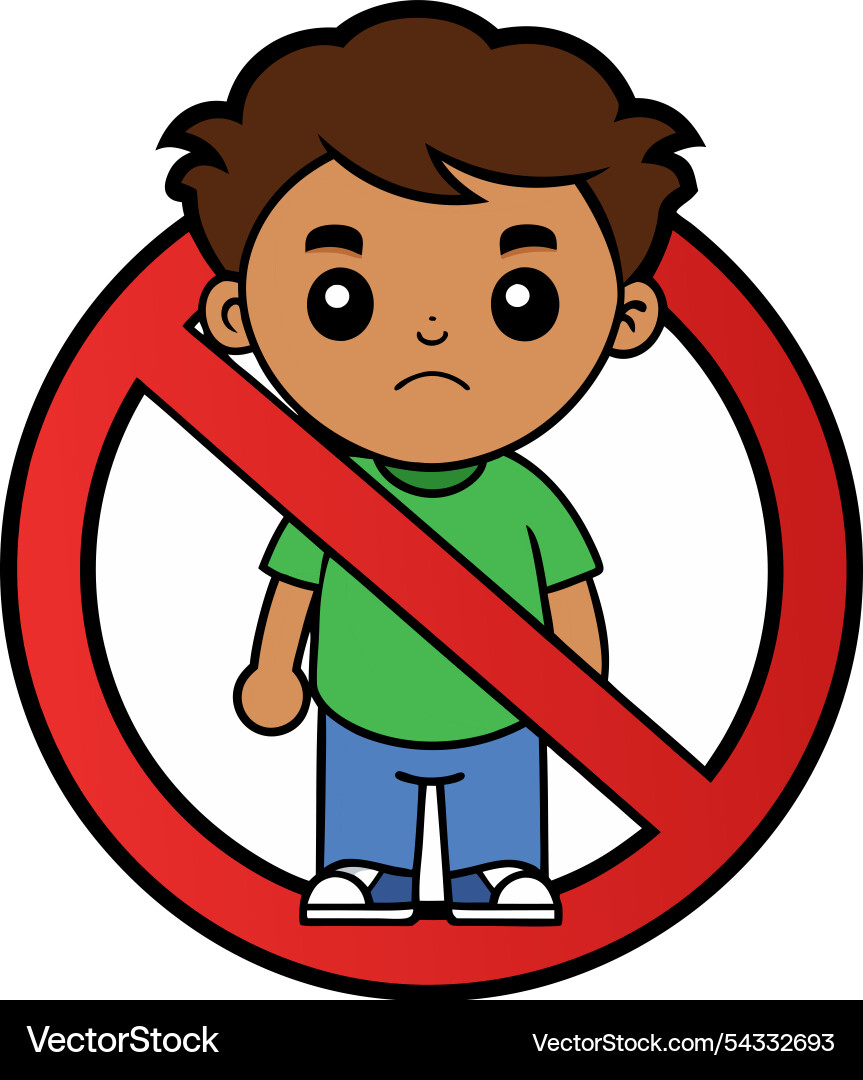 Child with not allowed sign Vector Image