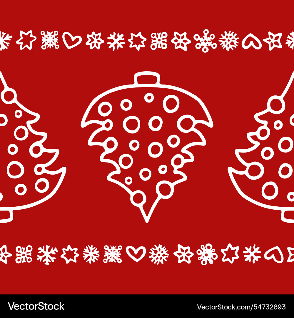 Christmas border pattern with a hand drawn tree Christmas border pattern with a hand drawn tree Vector Image
