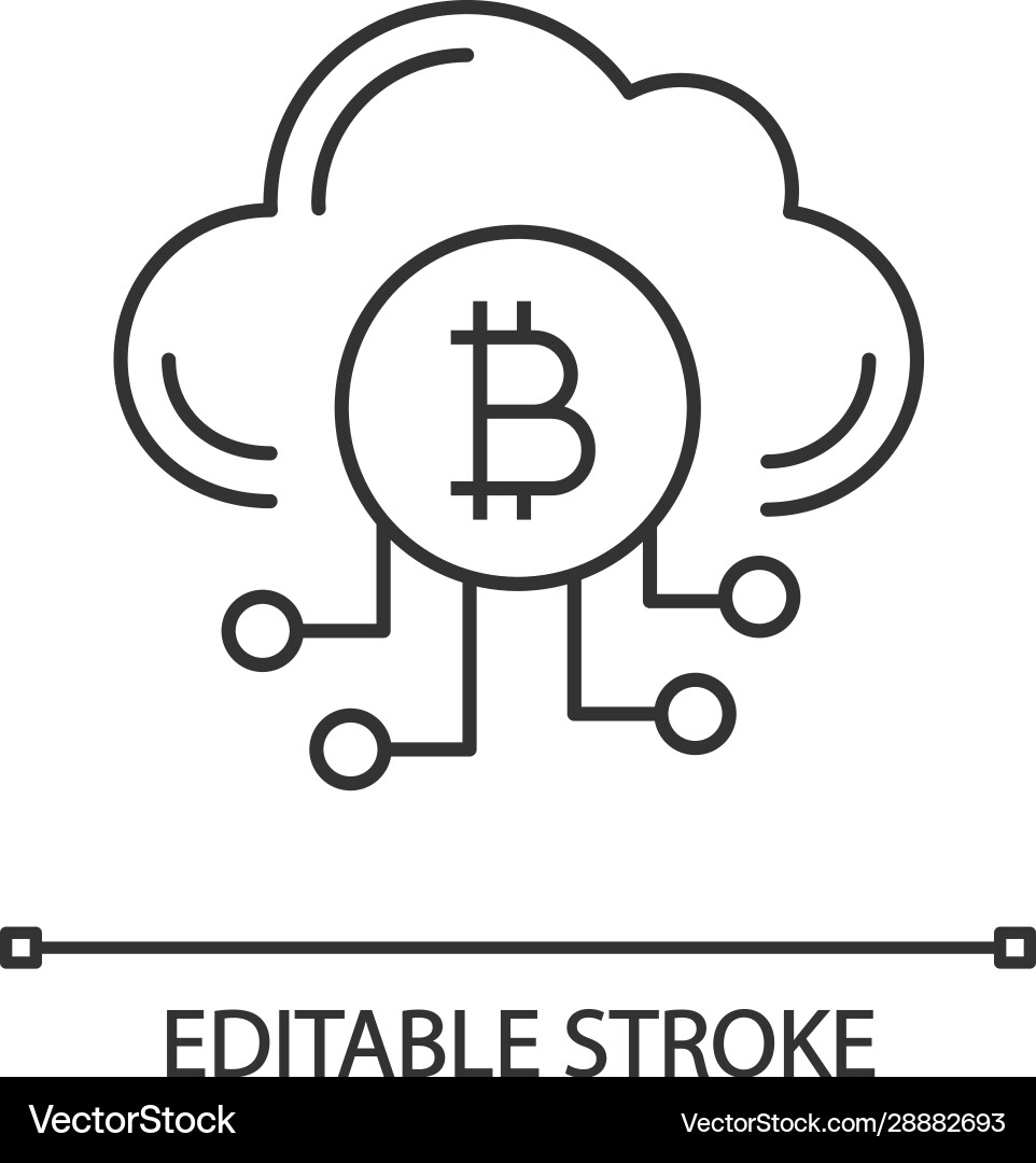 Cryptocurrency cloud mining service linear icon Cryptocurrency cloud mining service linear icon vector image