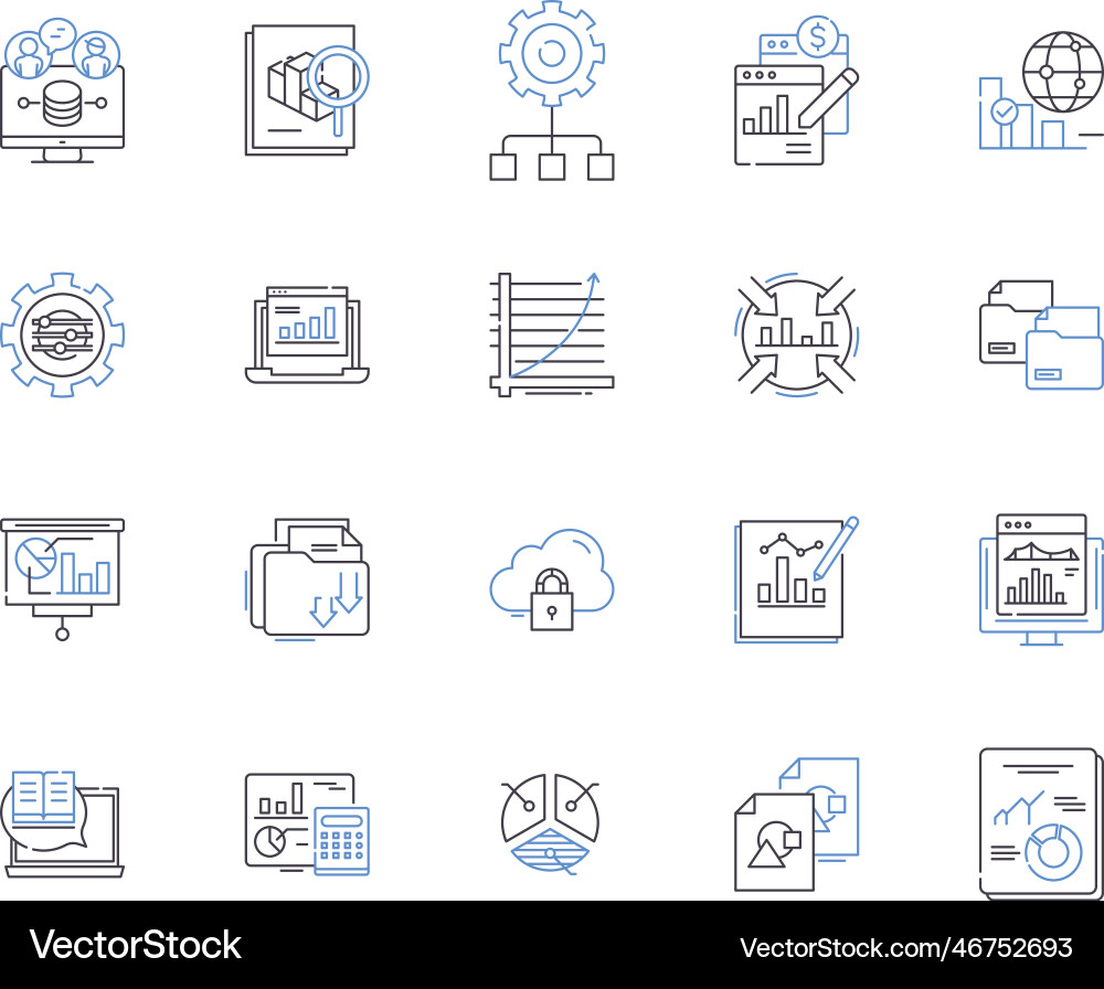 Data and computer outline icons collection Data and computer outline icons collection vector image