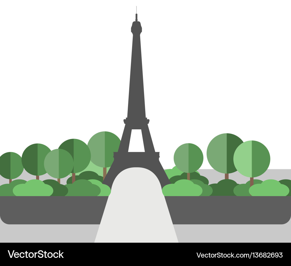 Eiffel tower landscape in a flat style Eiffel tower landscape in a flat style vector image