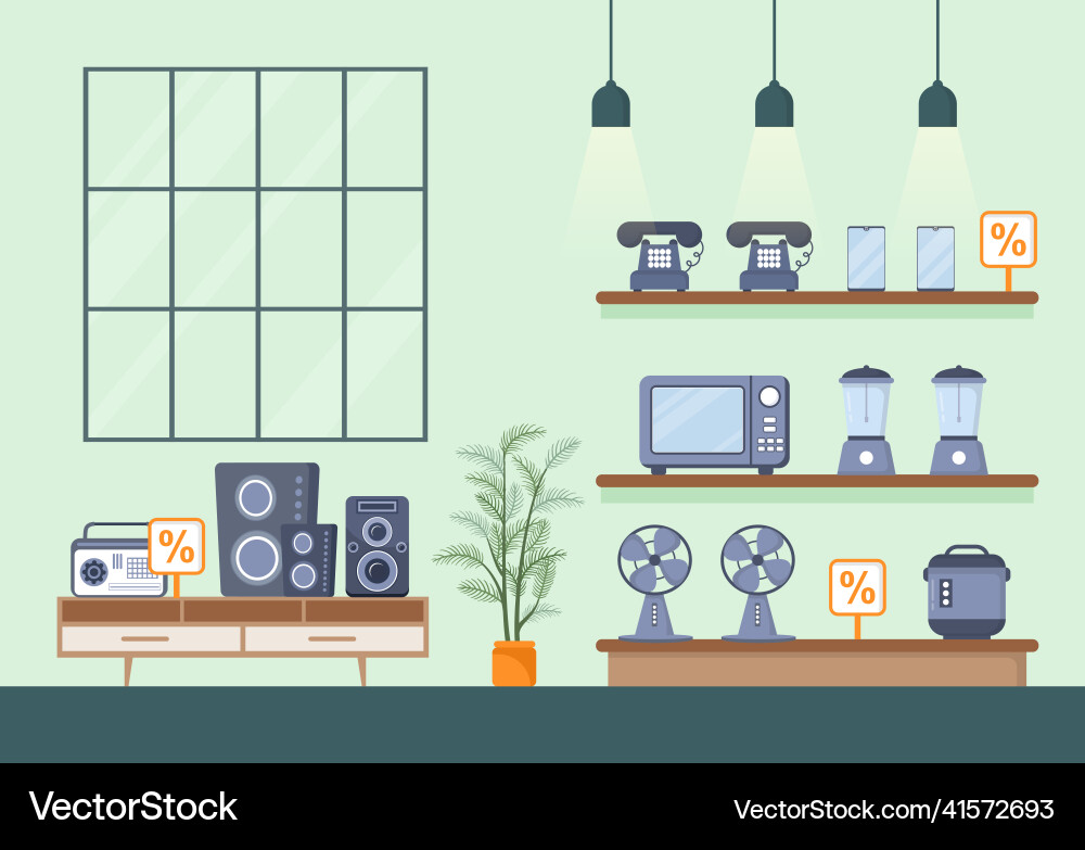 Electronics store that sells computers tv vector image